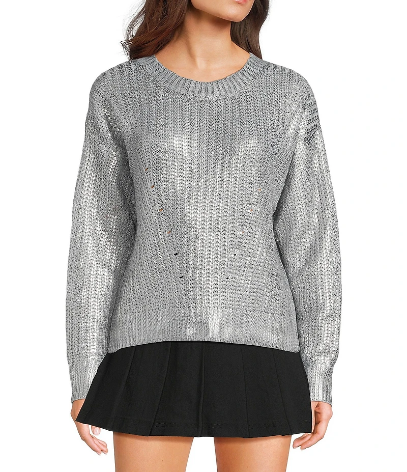 Stevie by Steve Madden Foil Long Sleeve Sweater
