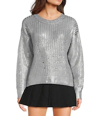 Stevie by Steve Madden Foil Long Sleeve Sweater