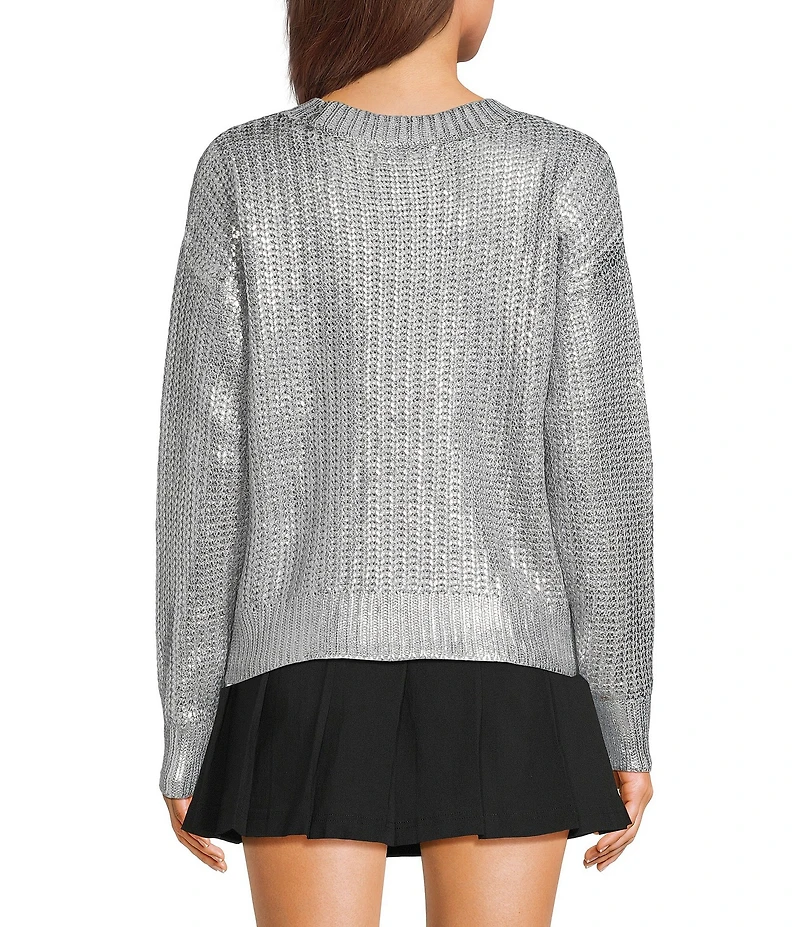 Stevie by Steve Madden Foil Long Sleeve Sweater
