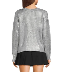 Stevie by Steve Madden Foil Long Sleeve Sweater