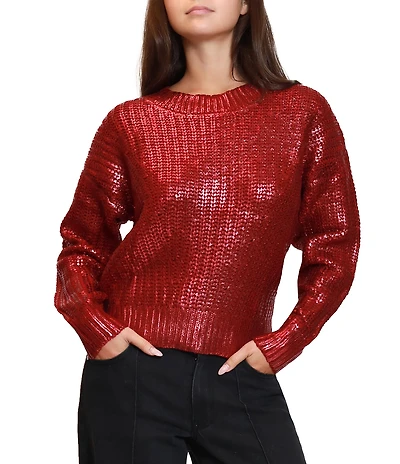 Stevie by Steve Madden Foil Long Sleeve Sweater
