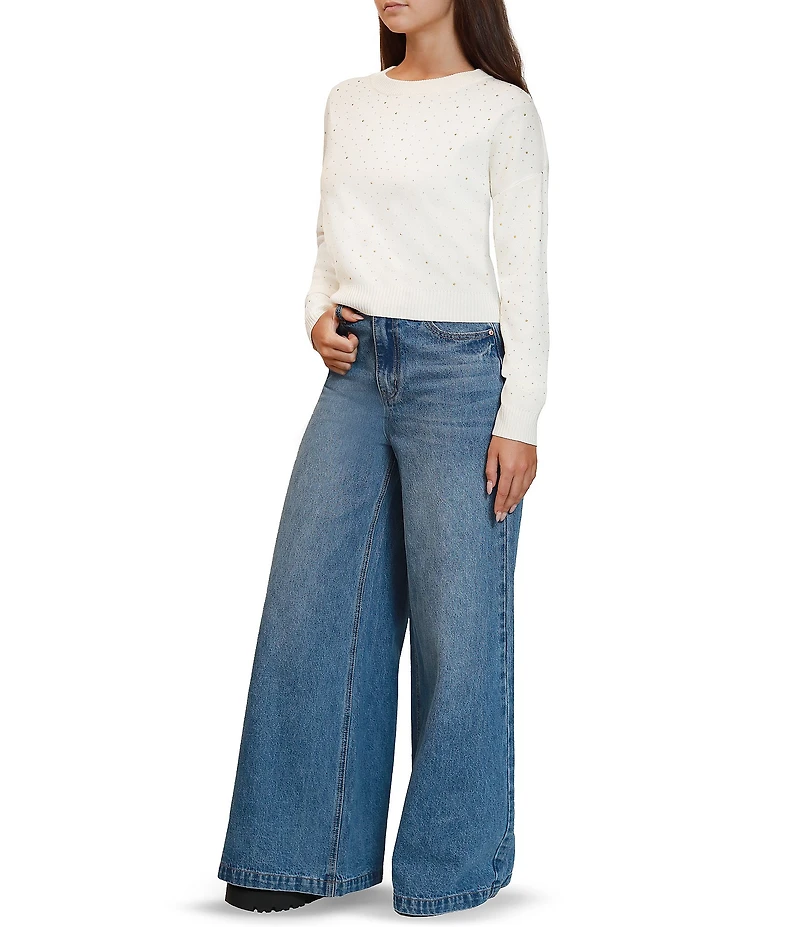 Stevie by Steve Madden Heat Stone Crew Neck Long Sleeve Sweater