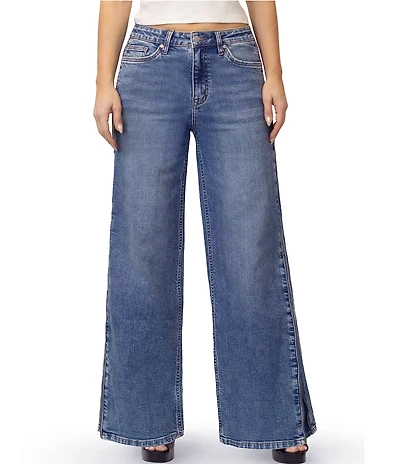 Stevie By Steve Madden High Rise Side Zippered Wide Leg Jeans
