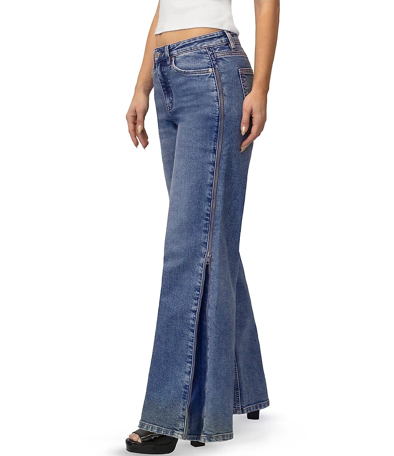 Stevie By Steve Madden High Rise Side Zippered Wide Leg Jeans