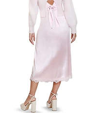 Stevie by Steve Madden Lace Trim Front Slit Midi Skirt