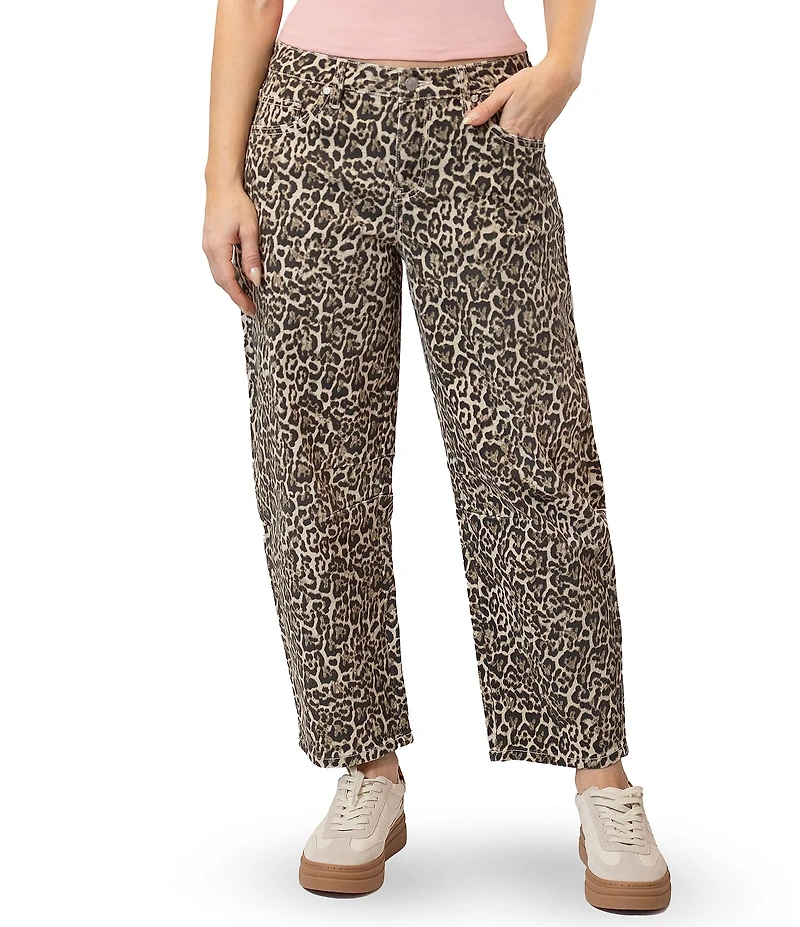 Stevie By Steve Madden Leopard Print Barrel Jeans