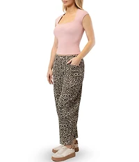 Stevie By Steve Madden Leopard Print Barrel Jeans