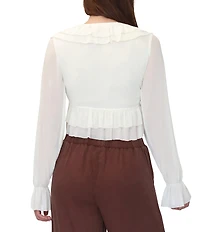 Stevie By Steve Madden Long Sleeve Tie Front Ruffle Top