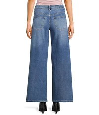 Stevie by Steve Madden Lucy Rhinestone-Embellished High Rise Wide Leg Jeans