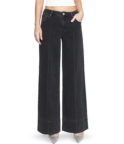 Stevie by Steve Madden Lucy Wide Leg Pintucked Seam Jeans
