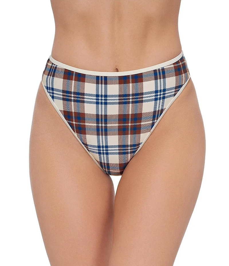 Stevie by Steve Madden Mad About Plaid High Waist Swim Bottoms
