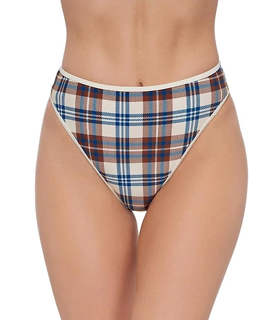 Stevie by Steve Madden Mad About Plaid High Waist Swim Bottoms