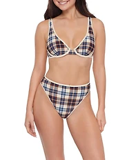 Stevie by Steve Madden Mad About Plaid High Waist Swim Bottoms