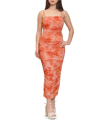 Stevie By Steve Madden Mesh Ruched Tube Maxi Dress