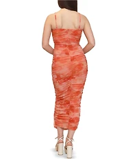 Stevie By Steve Madden Mesh Ruched Tube Maxi Dress