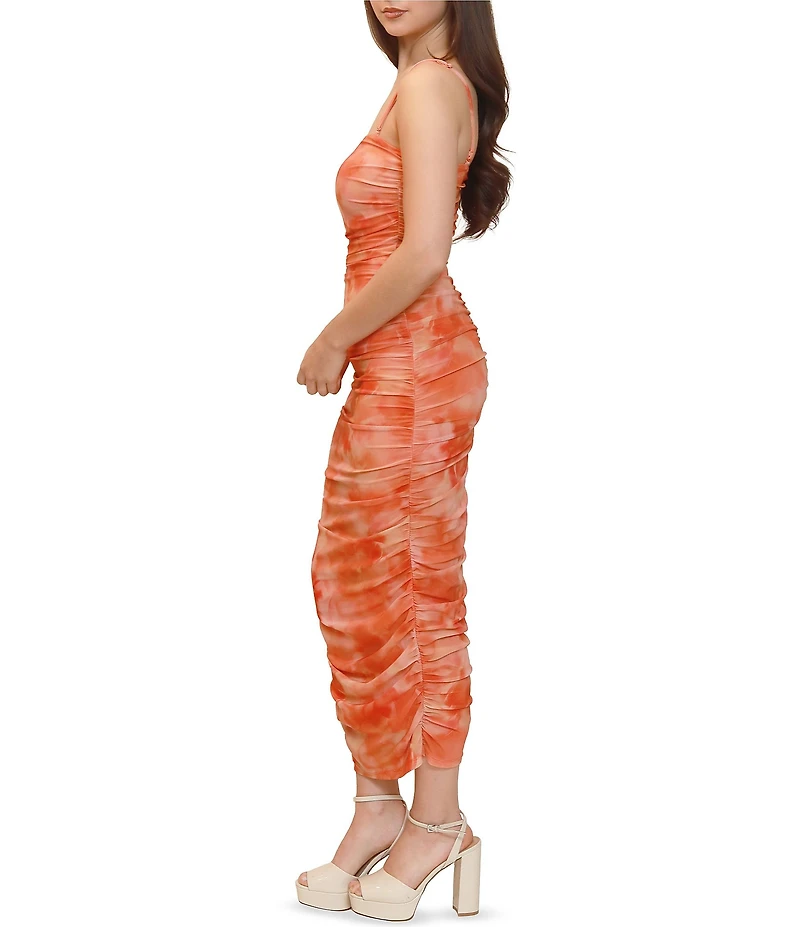 Stevie By Steve Madden Mesh Ruched Tube Maxi Dress