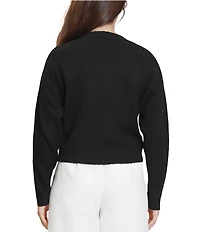 Stevie by Steve Madden Pearl Bow Embellished Long Sleeve Sweater