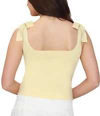 Stevie by Steve Madden Pearl Embellished Square Neck Tie Shoulder Tank Top