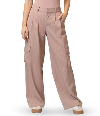 Stevie By Steve Madden Pinstripe Pattern High Rise Loose Fit Pant