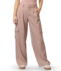 Stevie By Steve Madden Pinstripe Pattern High Rise Loose Fit Pant