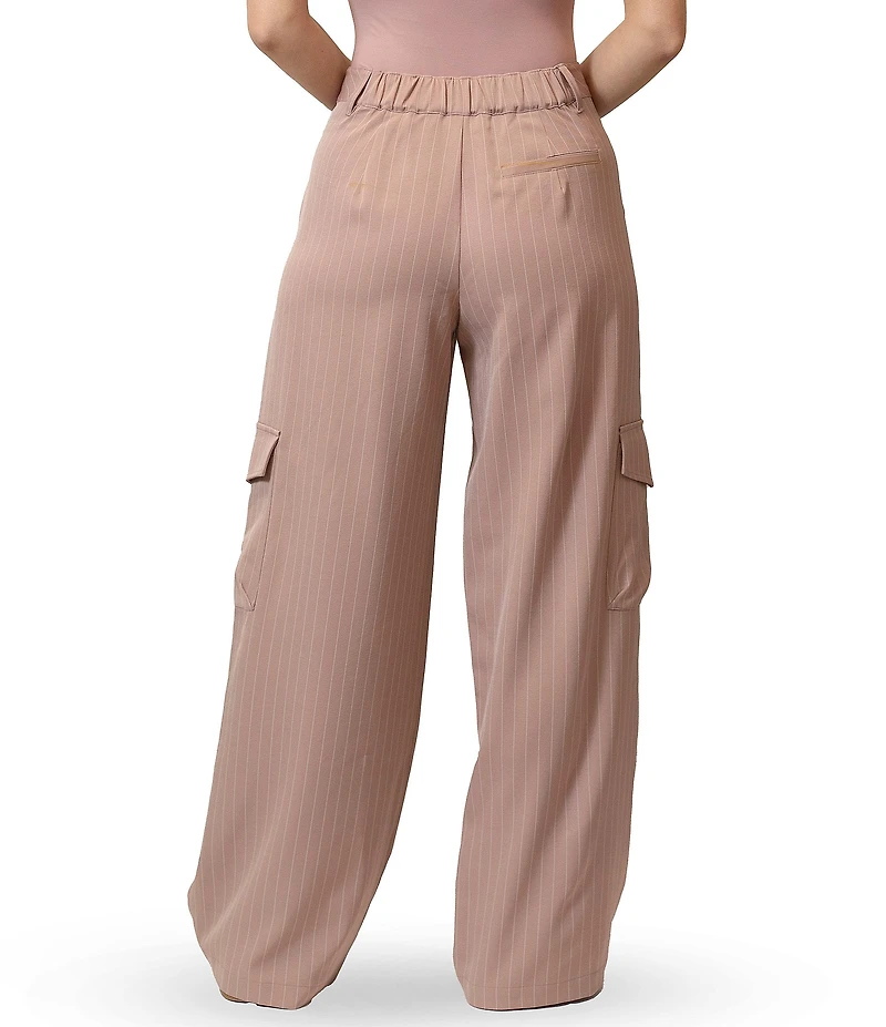 Stevie By Steve Madden Pinstripe Pattern High Rise Loose Fit Pant