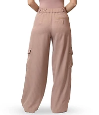 Stevie By Steve Madden Pinstripe Pattern High Rise Loose Fit Pant