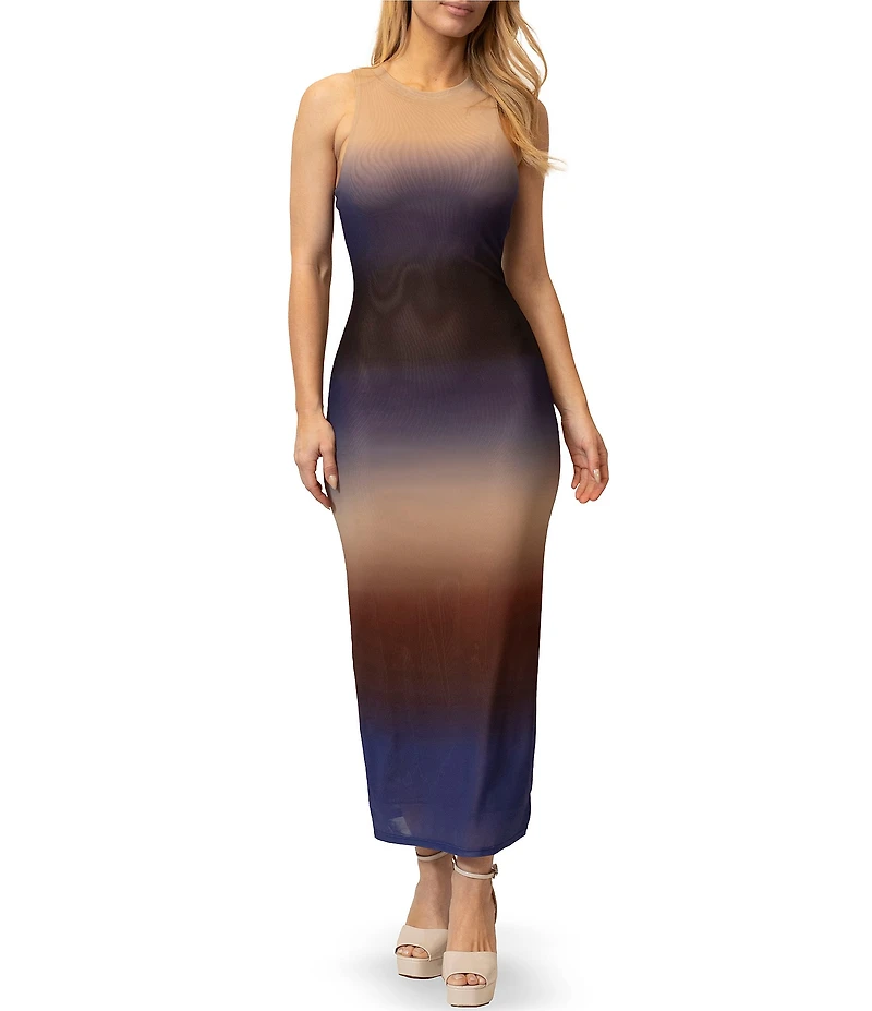 Stevie By Steve Madden Printed High Neck Sleeveless Maxi Dress
