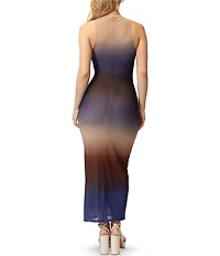 Stevie By Steve Madden Printed High Neck Sleeveless Maxi Dress