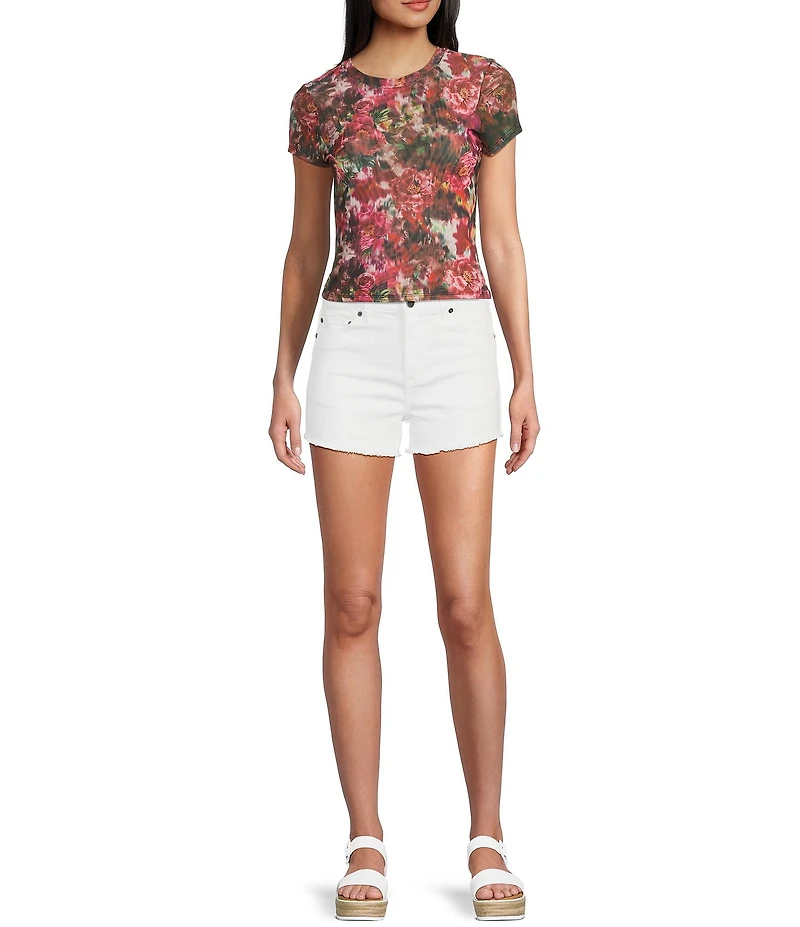Stevie by Steve Madden Printed Mesh Crew Neck Short Sleeve T-Shirt