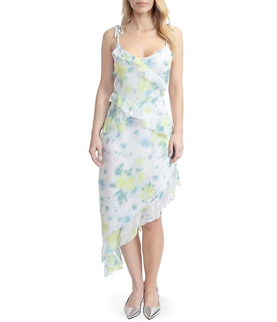 Stevie by Steve Madden Printed Ruffle Asymmetrical Dress