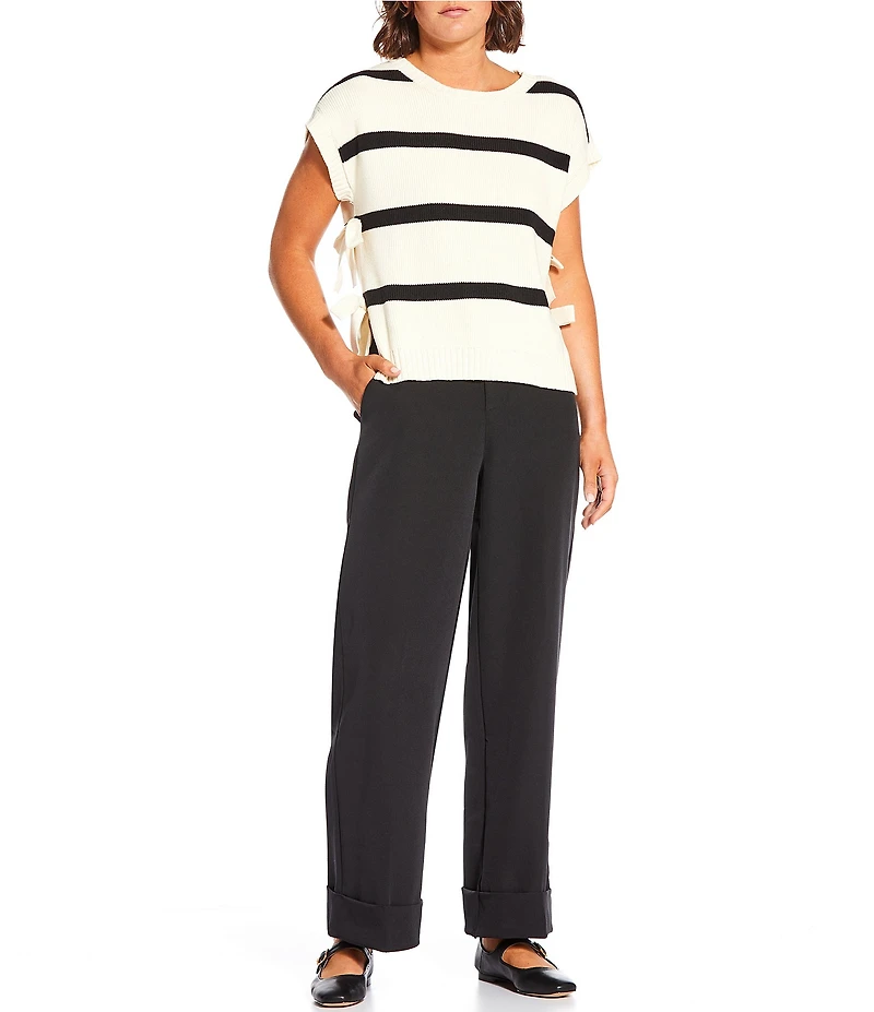 Stevie By Steve Madden Relaxed Straight Leg Cuffed Trouser Pants