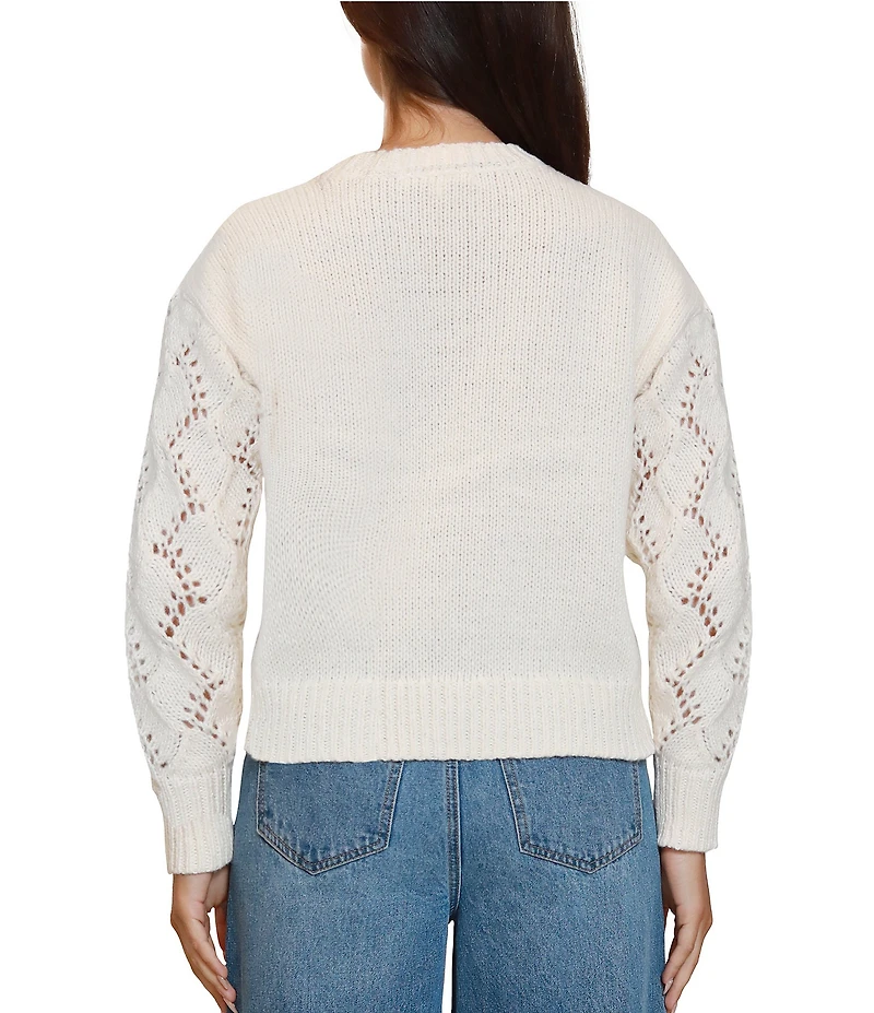 Stevie by Steve Madden Rhinestone Crew Neck Long Sleeve Sweater