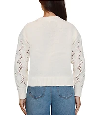 Stevie by Steve Madden Rhinestone Crew Neck Long Sleeve Sweater