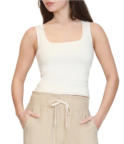 Stevie by Steve Madden Scoop Neck Ruched Tank Top