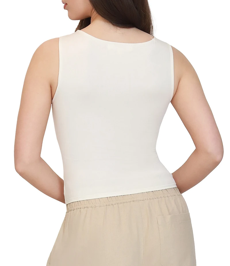 Stevie by Steve Madden Scoop Neck Ruched Tank Top