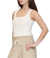Stevie by Steve Madden Scoop Neck Ruched Tank Top