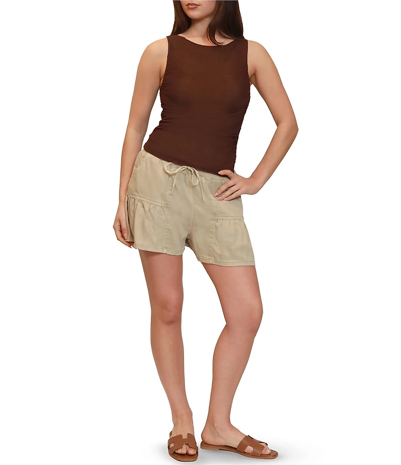 Stevie By Steve Madden Sleeveless Mesh Ruched Tank