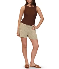 Stevie By Steve Madden Sleeveless Mesh Ruched Tank