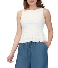 Stevie By Steve Madden Sleeveless Ruffle Knit Boat Neck Peplum Top