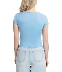 Stevie By Steve Madden Square Neck Cropped Short Sleeve Top