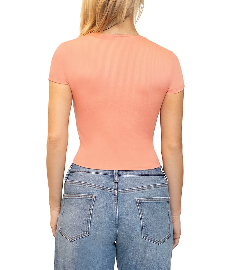 Stevie By Steve Madden Square Neck Cropped Short Sleeve Top