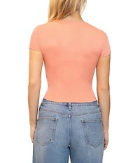 Stevie By Steve Madden Square Neck Cropped Short Sleeve Top