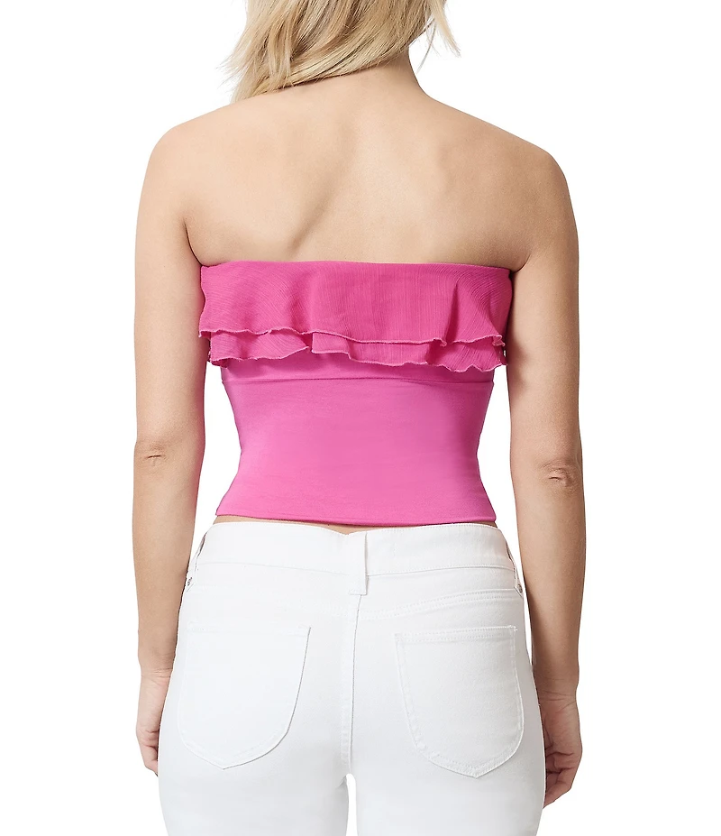 Stevie by Steve Madden Strapless Ruffled Cropped Tube Top