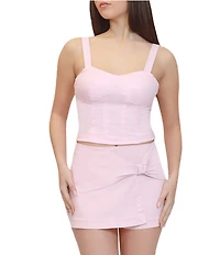 Stevie By Steve Madden Sweetheart Bustier Smocked Cropped Top