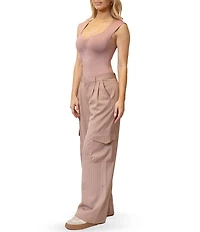 Stevie By Steve Madden Sweetheart Neck Ruched Cap Sleeve Bodysuit