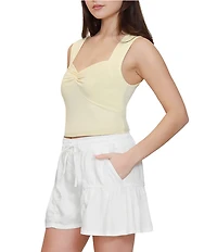 Stevie by Steve Madden Sweetheart Neck Twist Front Sleeveless Tank