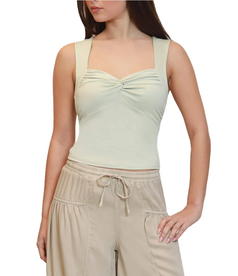 Stevie by Steve Madden Sweetheart Neck Twist Front Sleeveless Tank