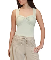 Stevie by Steve Madden Sweetheart Neck Twist Front Sleeveless Tank