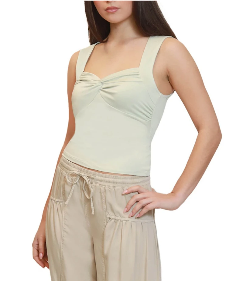 Stevie by Steve Madden Sweetheart Neck Twist Front Sleeveless Tank