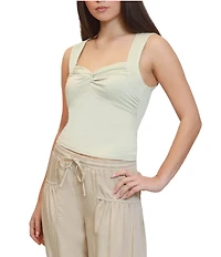 Stevie by Steve Madden Sweetheart Neck Twist Front Sleeveless Tank